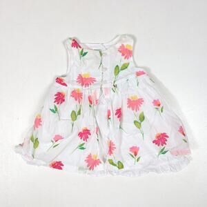 Vtg Gymboree Dress Baby Girls Sz 3-6m White Floral Sundress 2003 Y2K
